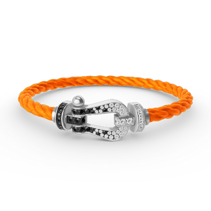 [Garvey ]FORCE LARGE HORSESHOE BLACK WHITE DIAMOND BRACELET SILVER