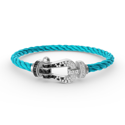 [Garvey ]FORCE LARGE HORSESHOE BLACK WHITE DIAMOND BRACELET SILVER