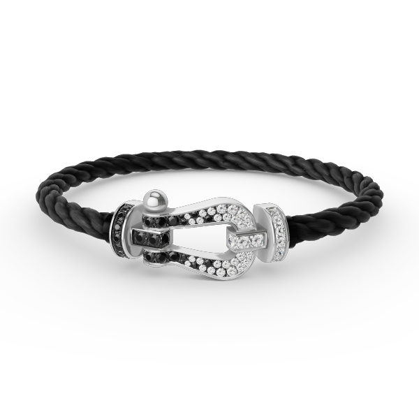 [Garvey ]FORCE LARGE HORSESHOE BLACK WHITE DIAMOND BRACELET SILVER