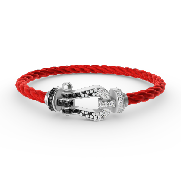 [Garvey]FORCE LARGE HORSESHOE BLACK & WHITE DIAMOND BRACELET - WHITE GOLD