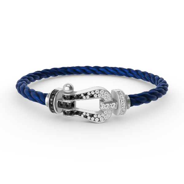 [Garvey ]FORCE LARGE HORSESHOE BLACK WHITE DIAMOND BRACELET SILVER