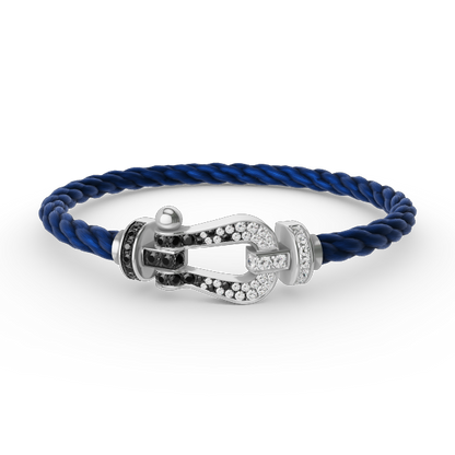 [Garvey ]FORCE LARGE HORSESHOE BLACK WHITE DIAMOND BRACELET SILVER
