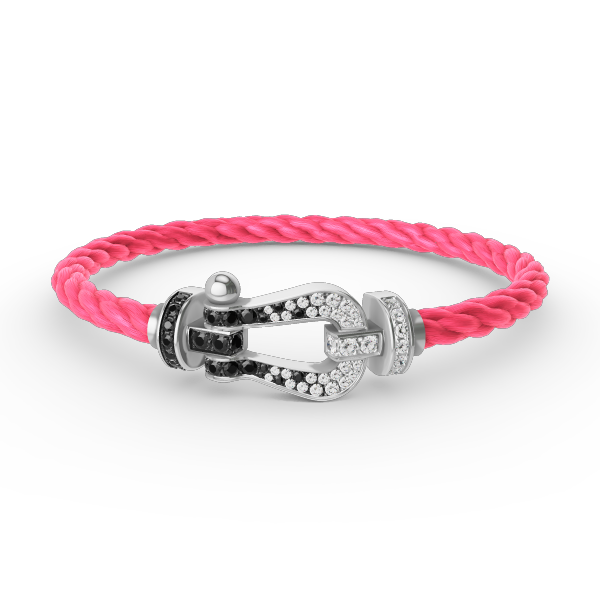 [Garvey ]FORCE LARGE HORSESHOE BLACK WHITE DIAMOND BRACELET SILVER
