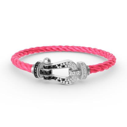 [Garvey ]FORCE LARGE HORSESHOE BLACK WHITE DIAMOND BRACELET SILVER