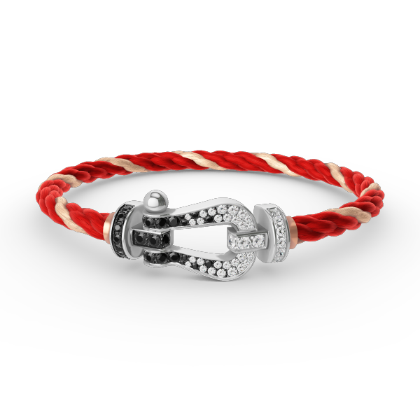 [Garvey ]FORCE LARGE HORSESHOE BLACK WHITE DIAMOND BRACELET SILVER