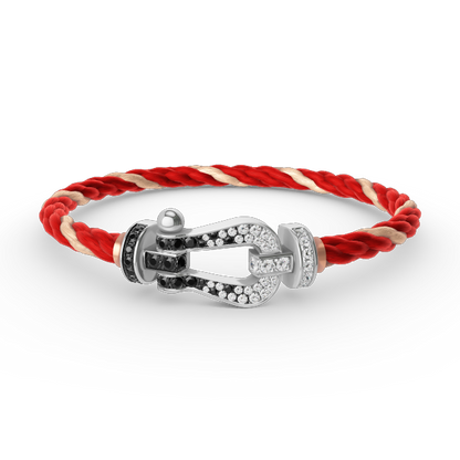 [Garvey ]FORCE LARGE HORSESHOE BLACK WHITE DIAMOND BRACELET SILVER