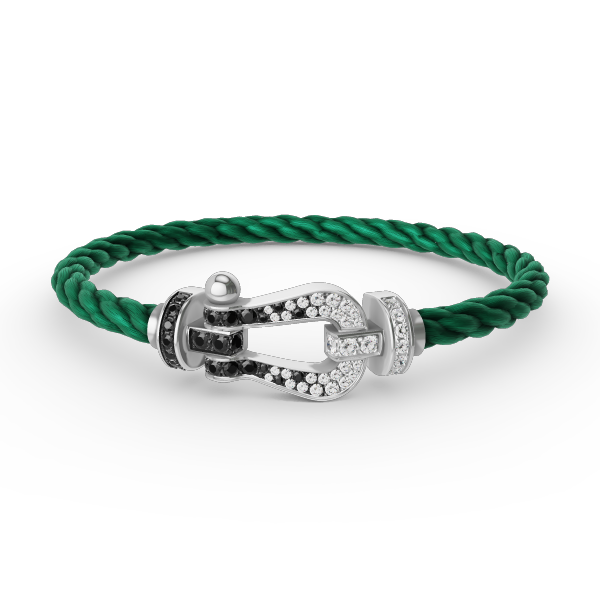 [Garvey ]FORCE LARGE HORSESHOE BLACK WHITE DIAMOND BRACELET SILVER
