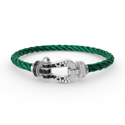 [Garvey ]FORCE LARGE HORSESHOE BLACK WHITE DIAMOND BRACELET SILVER
