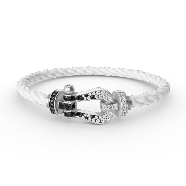 [Garvey ]FORCE LARGE HORSESHOE BLACK WHITE DIAMOND BRACELET SILVER