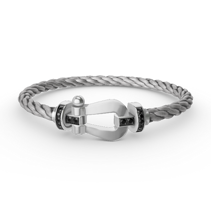 [Garvey ]FORCE LARGE HORSESHOE BLACK DIAMOND BRACELET SILVER