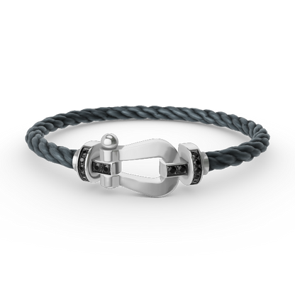 [Garvey ]FORCE LARGE HORSESHOE BLACK DIAMOND BRACELET SILVER