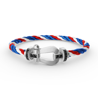 [Garvey ]FORCE LARGE HORSESHOE BLACK DIAMOND BRACELET SILVER