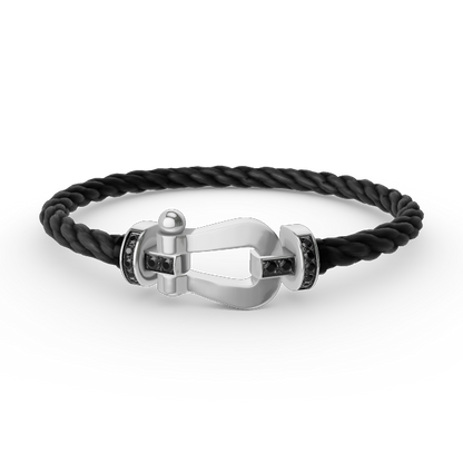 [Garvey ]FORCE LARGE HORSESHOE BLACK DIAMOND BRACELET SILVER