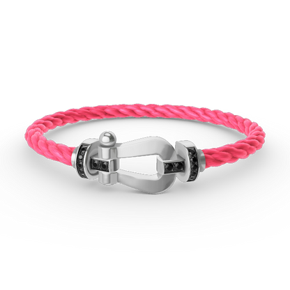 [Garvey ]FORCE LARGE HORSESHOE BLACK DIAMOND BRACELET SILVER