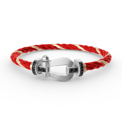 [Garvey ]FORCE LARGE HORSESHOE BLACK DIAMOND BRACELET SILVER