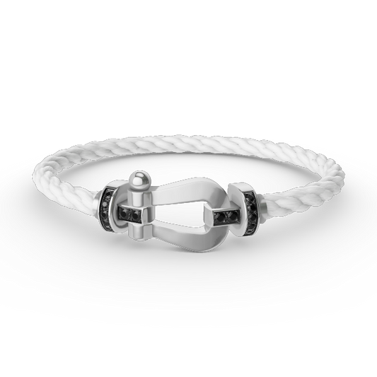 [Garvey ]FORCE LARGE HORSESHOE BLACK DIAMOND BRACELET SILVER