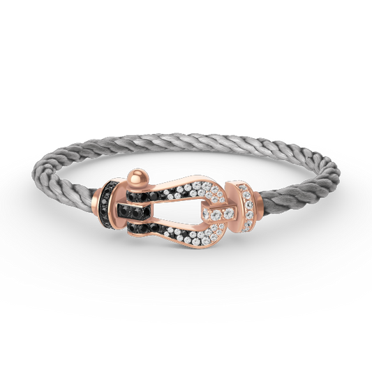 [Garvey]FORCE LARGE HORSESHOE BLACK & WHITE DIAMOND BRACELET - ROSE GOLD