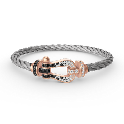 [Garvey ]FORCE LARGE HORSESHOE BLACK WHITE DIAMOND BRACELET ROSE GOLD