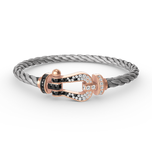 [Garvey ]FORCE LARGE HORSESHOE BLACK WHITE DIAMOND BRACELET ROSE GOLD