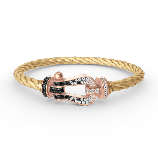 [Garvey ]FORCE LARGE HORSESHOE BLACK WHITE DIAMOND BRACELET ROSE GOLD