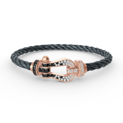 [Garvey ]FORCE LARGE HORSESHOE BLACK WHITE DIAMOND BRACELET ROSE GOLD