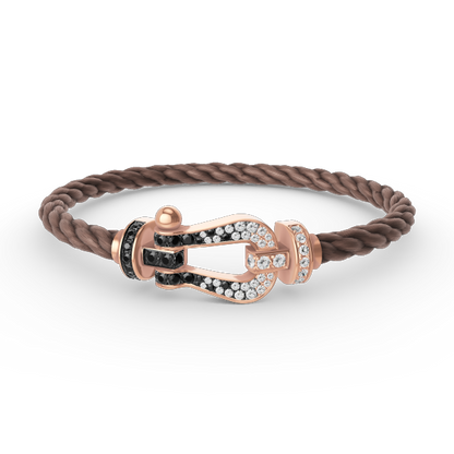 [Garvey ]FORCE LARGE HORSESHOE BLACK WHITE DIAMOND BRACELET ROSE GOLD