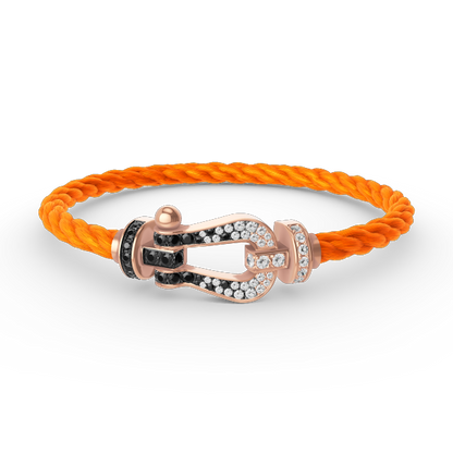 [Garvey ]FORCE LARGE HORSESHOE BLACK WHITE DIAMOND BRACELET ROSE GOLD