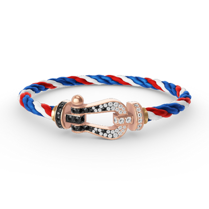 [Garvey ]FORCE LARGE HORSESHOE BLACK WHITE DIAMOND BRACELET ROSE GOLD