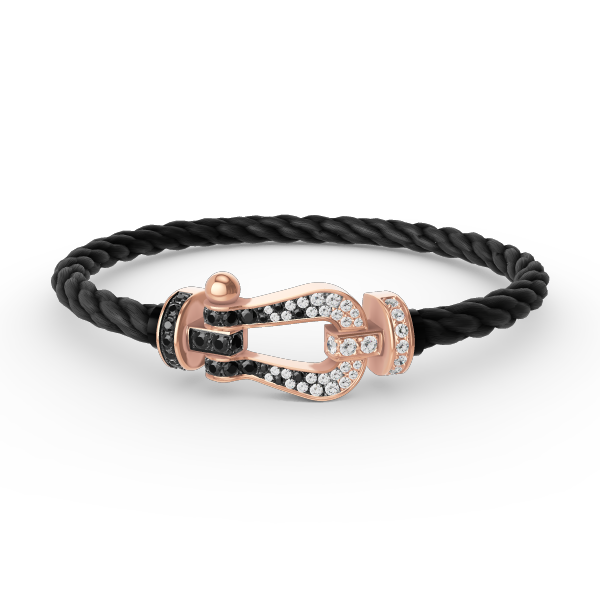 [Garvey ]FORCE LARGE HORSESHOE BLACK WHITE DIAMOND BRACELET ROSE GOLD