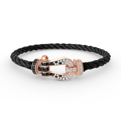 [Garvey ]FORCE LARGE HORSESHOE BLACK WHITE DIAMOND BRACELET ROSE GOLD