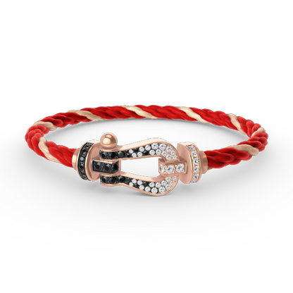 [Garvey]FORCE LARGE HORSESHOE BLACK & WHITE DIAMOND BRACELET - ROSE GOLD
