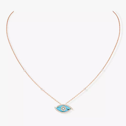[Garvey]Lucky Eye Diamond Necklace in Rose Gold and Turquoise