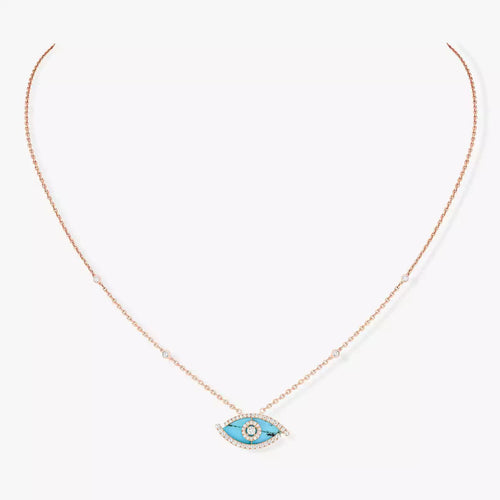 [Garvey]Lucky Eye Diamond Necklace in Rose Gold and Turquoise