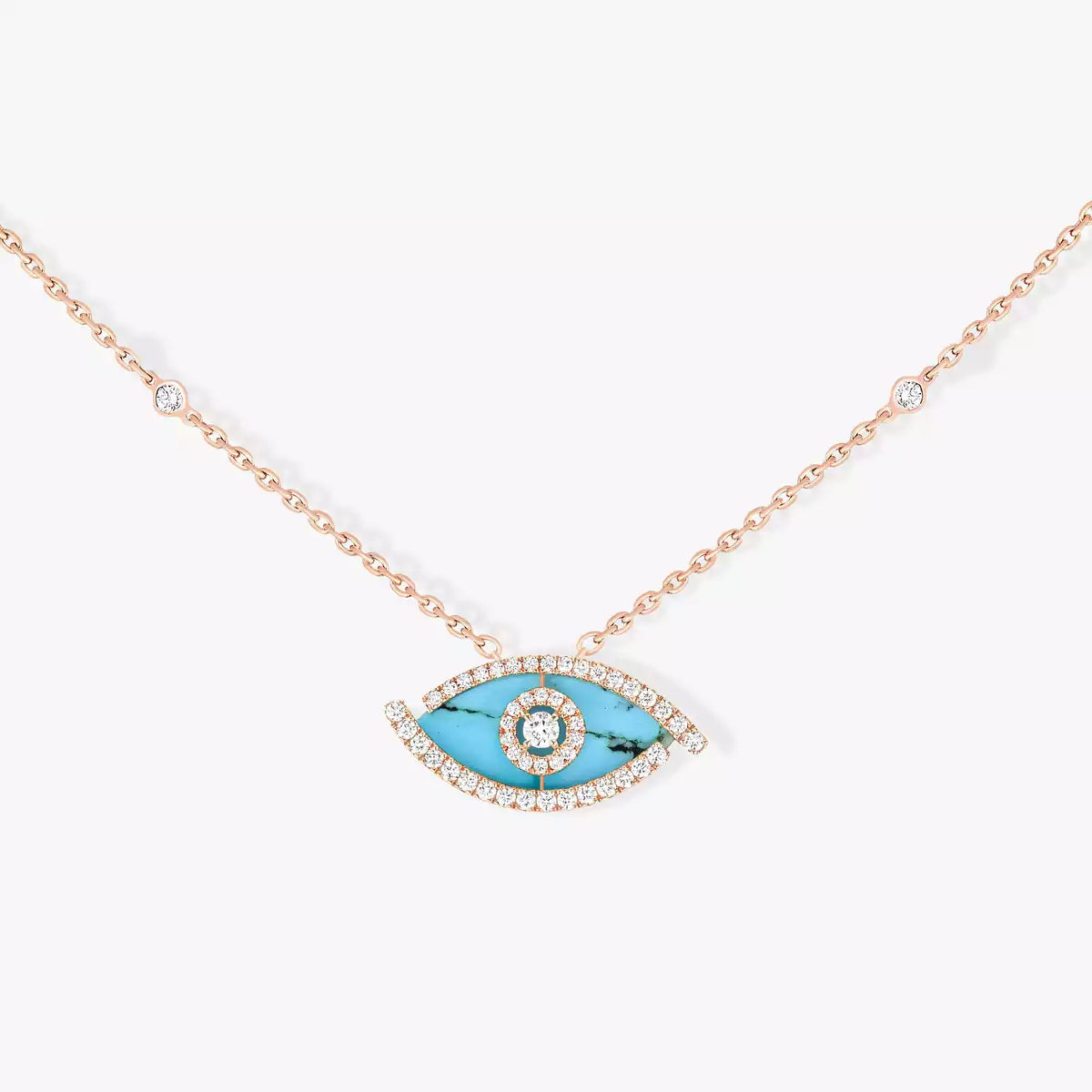 [Garvey]Lucky Eye Diamond Necklace in Rose Gold and Turquoise