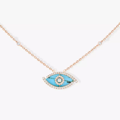 [Garvey]Lucky Eye Diamond Necklace in Rose Gold and Turquoise