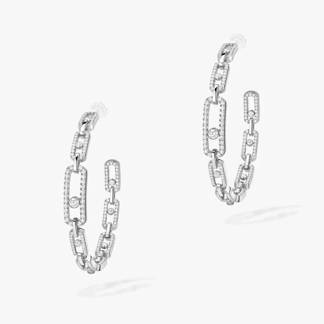 [Garvey]Move Link Diamond Hoop Earrings