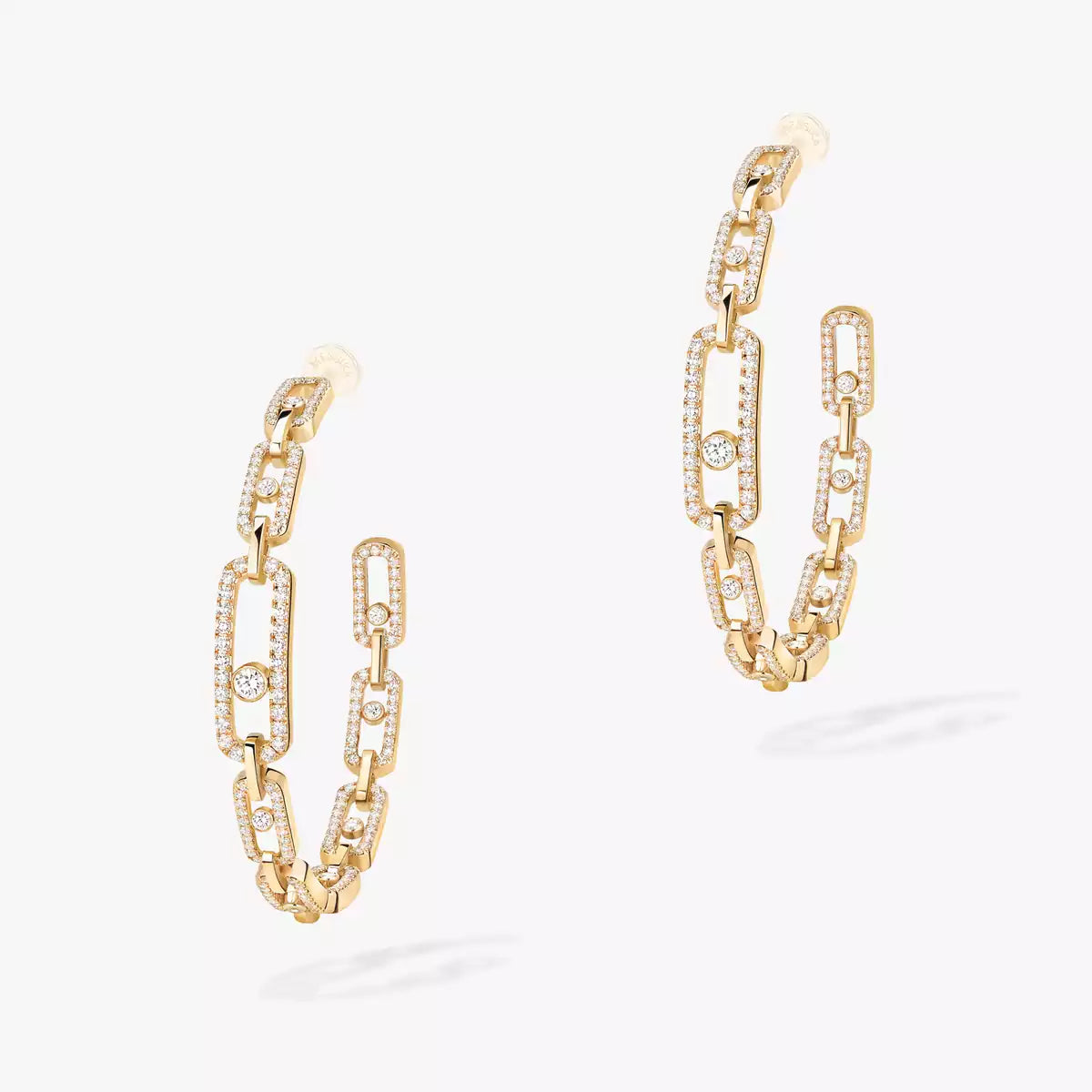 [Garvey]Move Link Diamond Hoop Earrings