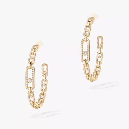[Garvey]Move Link Diamond Hoop Earrings
