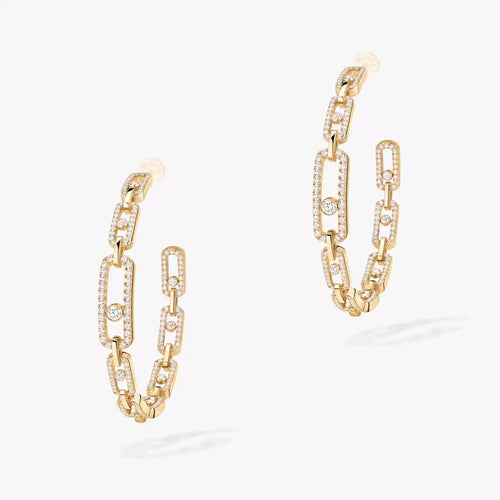 [Garvey]Move Link Diamond Hoop Earrings