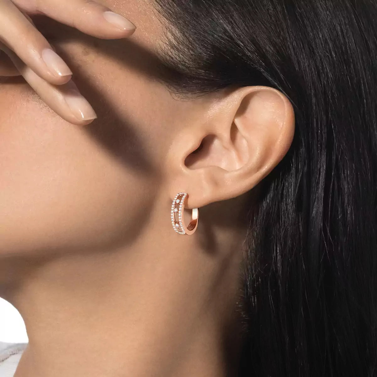 [Garvey]Diamond Pave_ Hoop Earrings Move