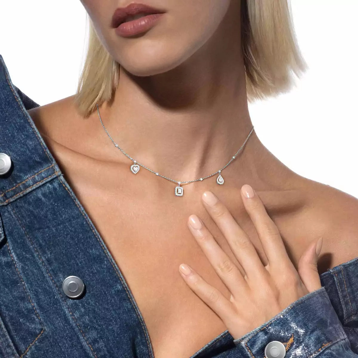 [Garvey]My Twin Diamond Necklace in Silver
