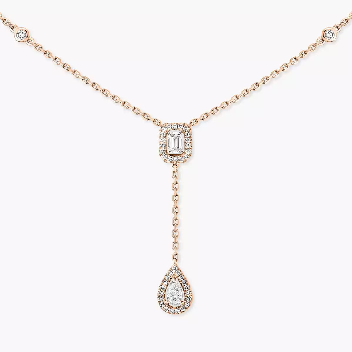 [Garvey]SUGAR CUBE & TEARDROP FULL PAVÉ NECKLACE