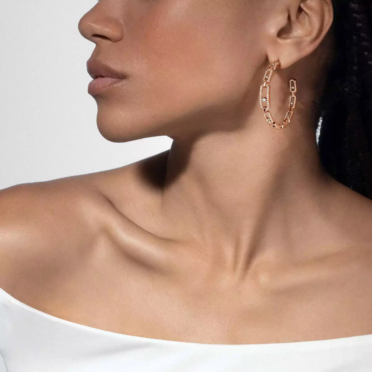 [Garvey]MOVE LINK KINETIC DIAMOND HOOP EARRINGS