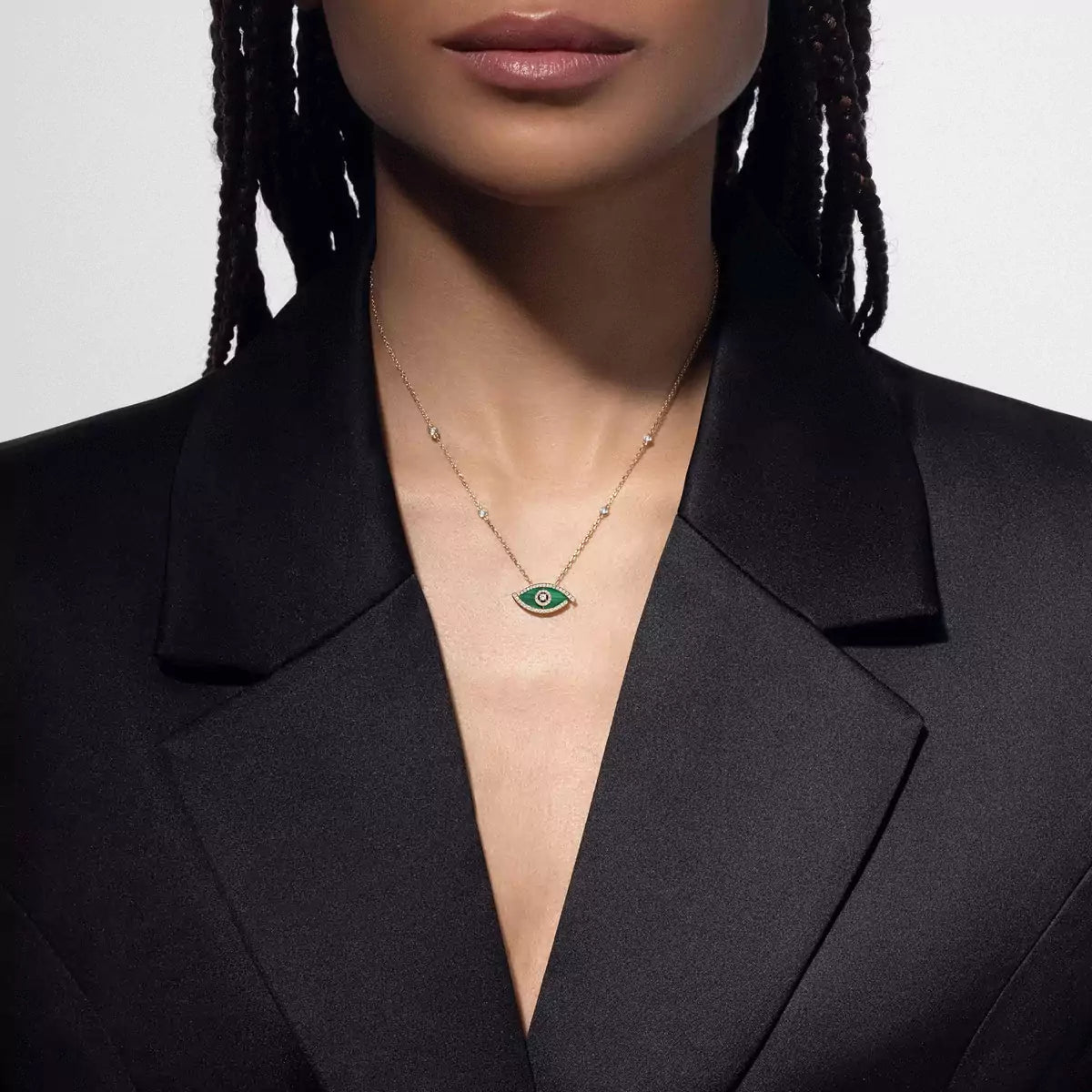 [Garvey]Lucky Eye Diamond Necklace in Rose Gold and Turquoise