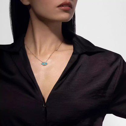 [Garvey]Lucky Eye Diamond Necklace in Rose Gold and Turquoise