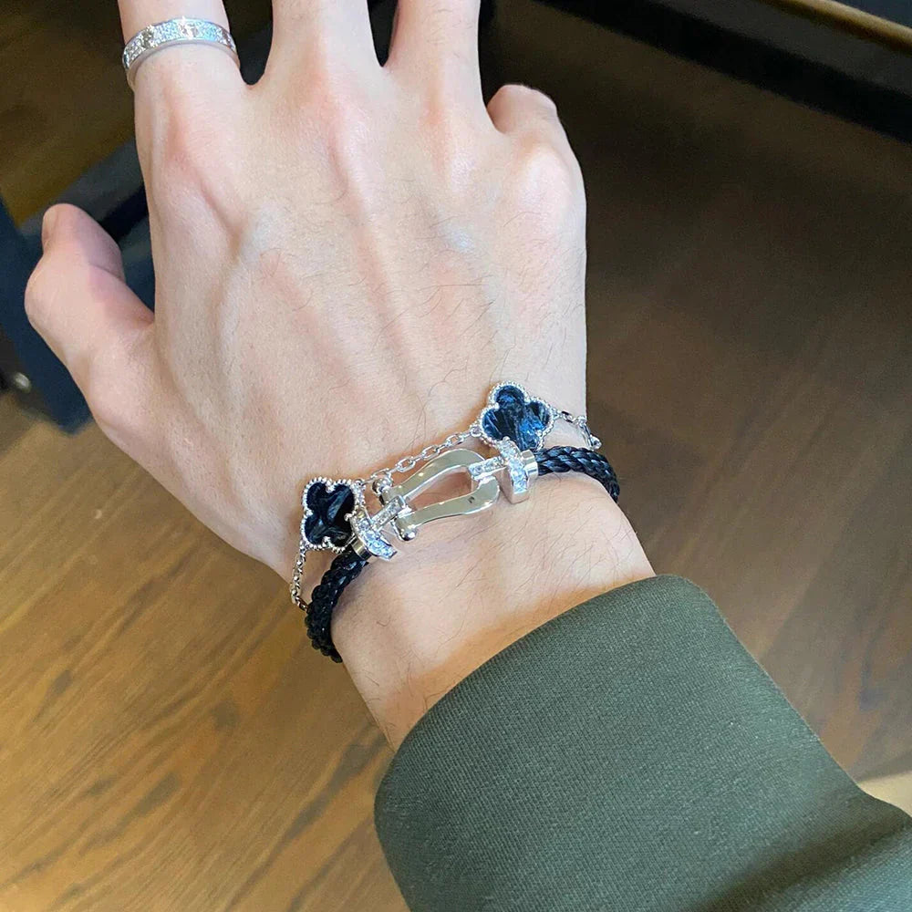 [Garvey]LUCKY CLOVER 5-MOTIF BRACELET - PIETERSITE COLLECTION