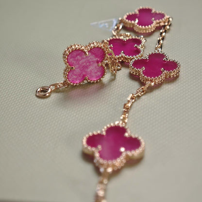 [Garvey]NEW CLOVER 5 MOTIFS PINK ENAMEL BRACELET