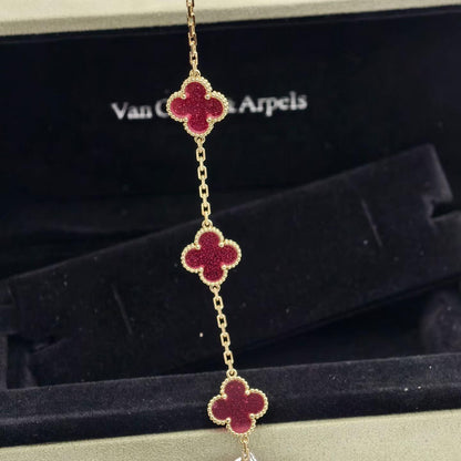 [Garvey]NEW CLOVER 5 MOTIFS PINK ENAMEL BRACELET
