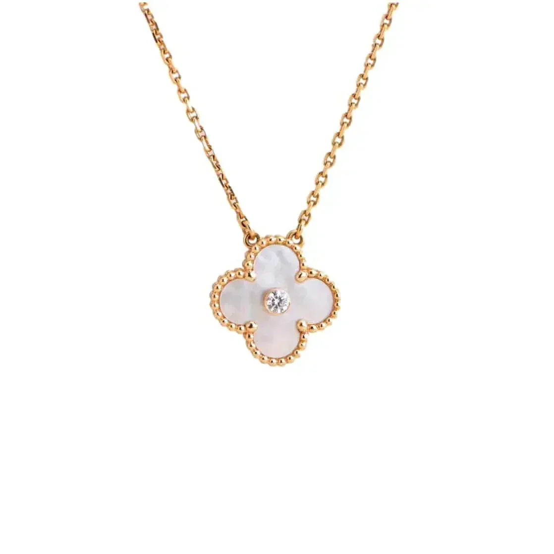 [Garvey ]CLOVER 15MM DIAMOND WHITE FRITILLARIA NECKLACE