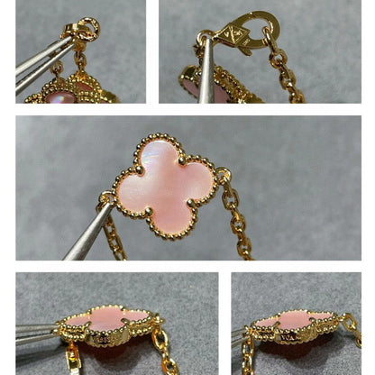 [Garvey ]CLOVER 10 MOTIFS PINK MOP NECKLACE